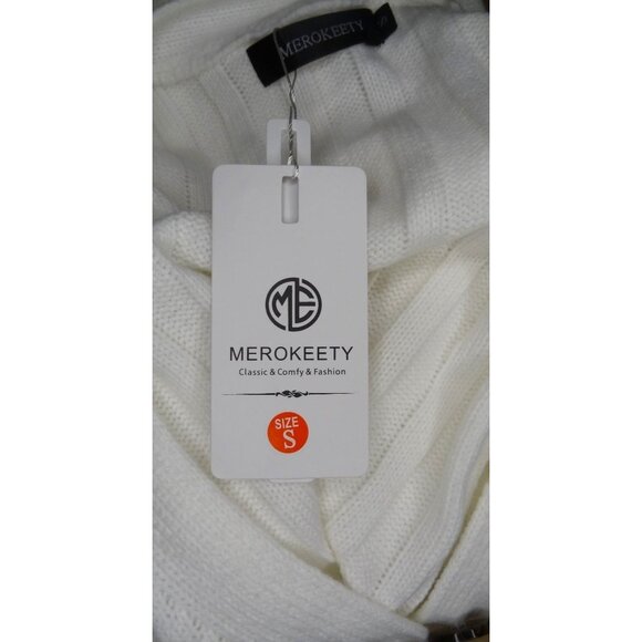 Merokeety Women's White Button Up V Collar Cardigan Sweater Sz S - NWT - Picture 7 of 9